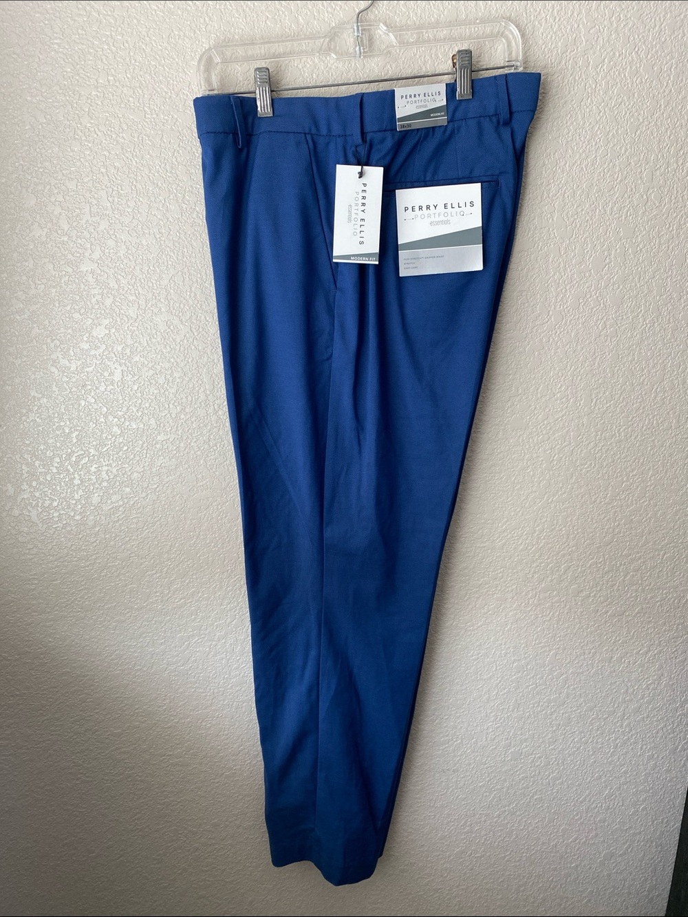 Perry Ellis Portfolio Mens Modern fit Dress Pants Flex Stretch Color Medium Navy